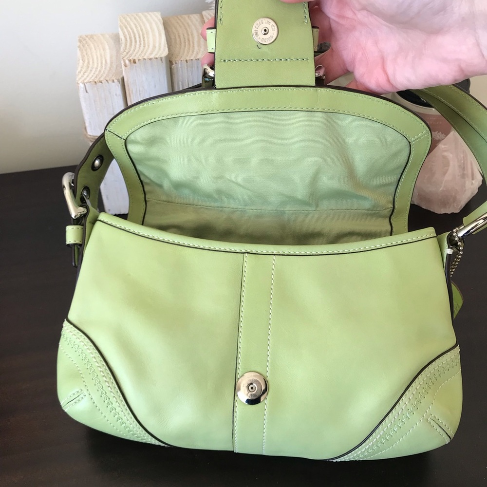 Coach Vintage Soho Buckle Flap Leather Shoulder Bag, 2006 Y2K, Lime Green, 10577 - Picture 10 of 16